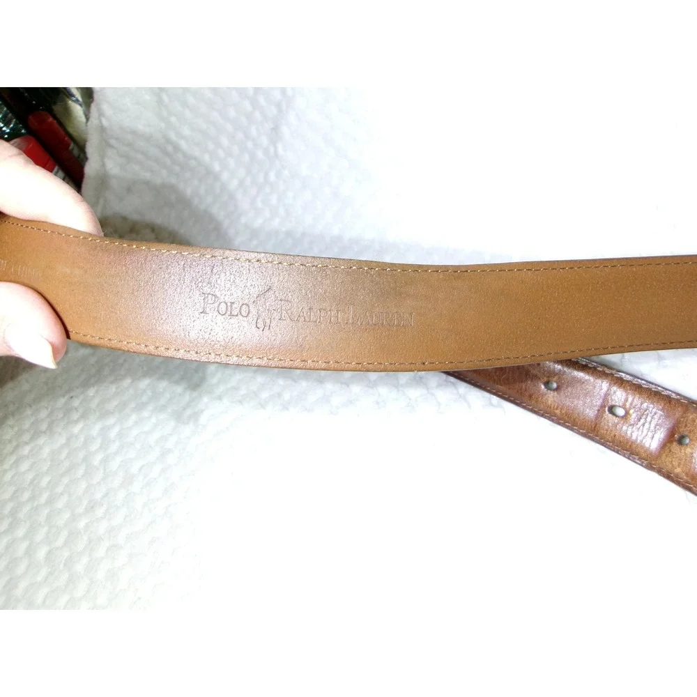 Polo Ralph Lauren Mens Brwn Leather Belt Silver Buckle 405191717-236 Size 40/100